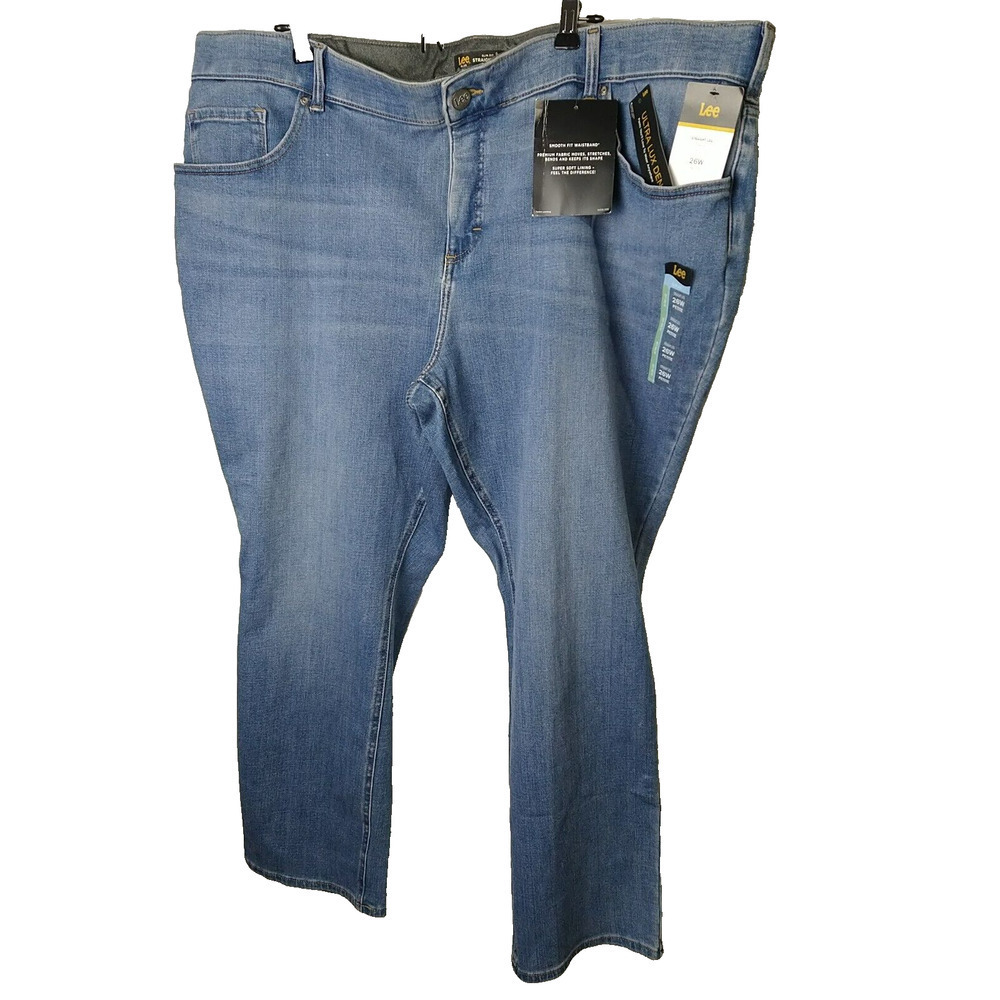 Lee Woman 26WP Jeans Medium Wash Mid Rise Smooth Fit Waistband Slim Fit
